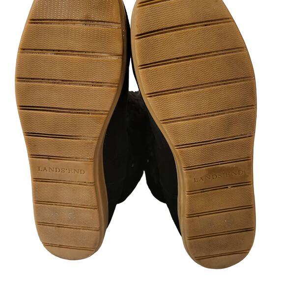 Lands End Women's Size 7 Leather Fur trimmed Fur lined Boots Warm fuzzy Comfy - Picture 6 of 7